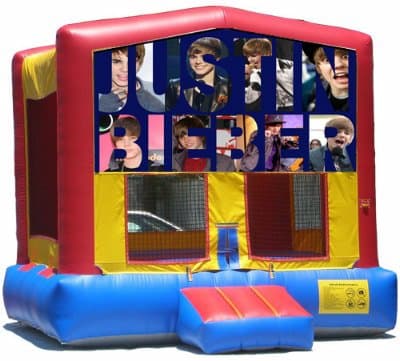 Justin Bieber-themed inflatable bounce house and jumper rentals