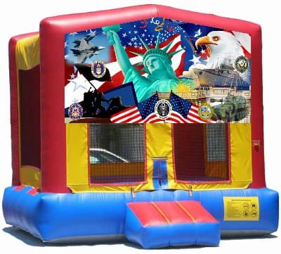 Military-themed inflatable bounce house and jumper rentals