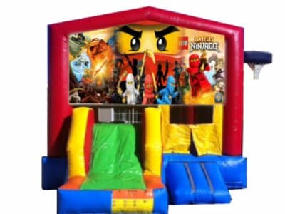 Ninjago Battle-themed inflatable bounce house and jumper rentals