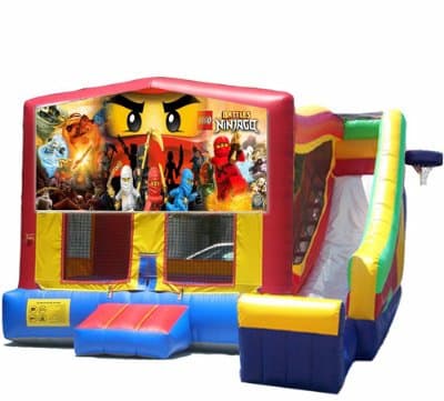 Ninjago Battle-themed inflatable bounce house and jumper rentals