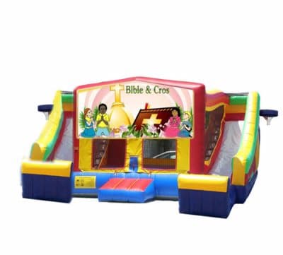 Bible and Cross-themed inflatable bounce house and jumper rentals