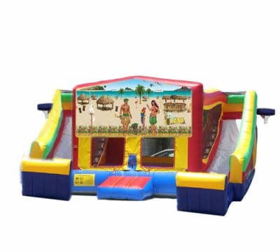 Hawaiian Luau-themed inflatable bounce house and jumper rentals