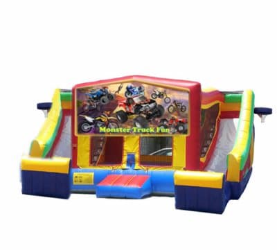 Monster Truck-themed inflatable bounce house and jumper rentals