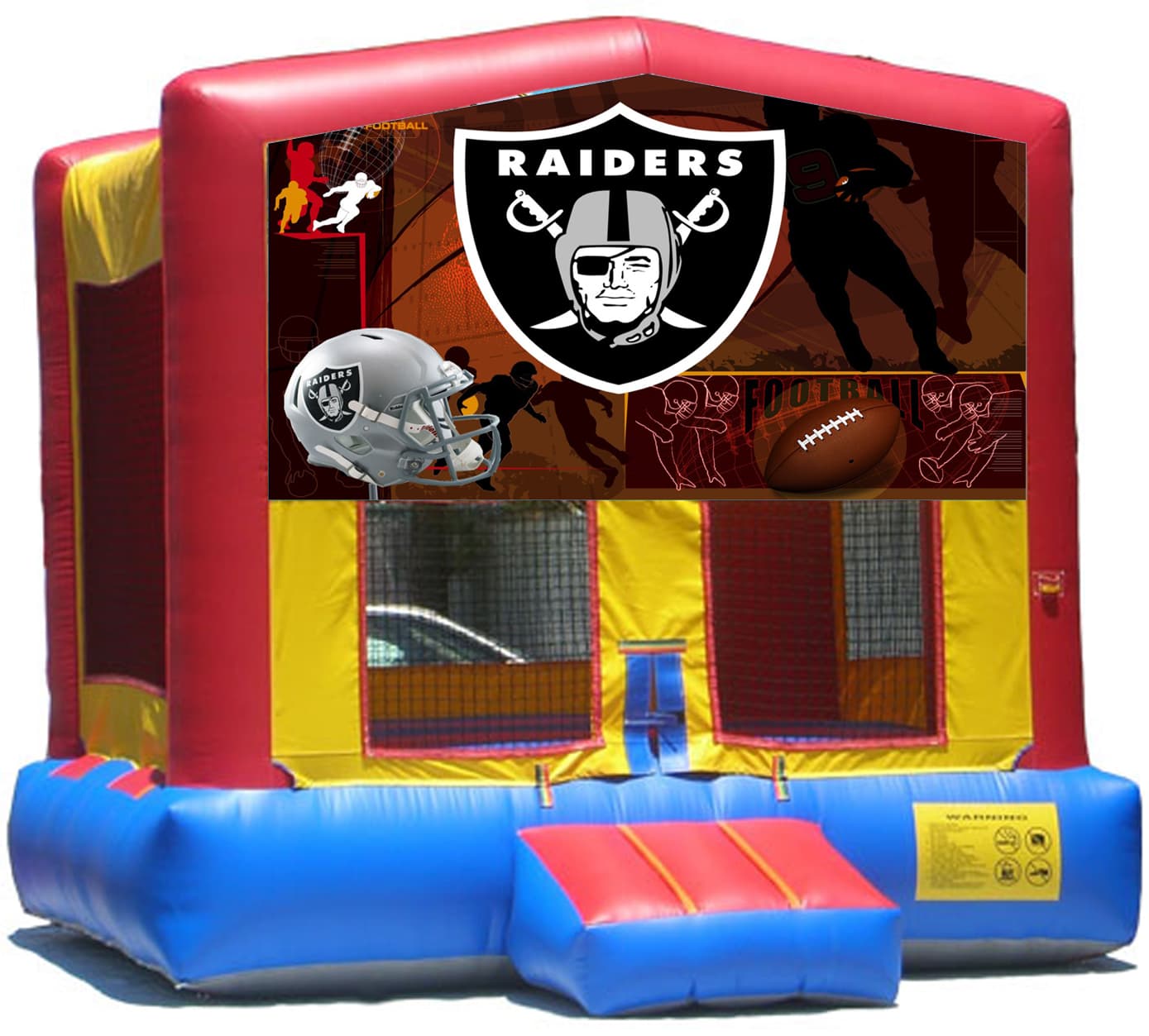Oakland Raiders-theme inflatable bounce house and jumper rentals