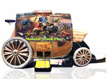 Monster Truck-theme inflatable bounce house and jumper rentals