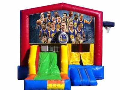 Golden State Warriors-theme inflatable bounce house and jumper rentals