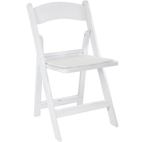 Padded Folding Chair - White Resin (white cushion) - Special Seating