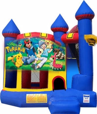 Pokemon Castle-themed inflatable bounce house and jumper rentals